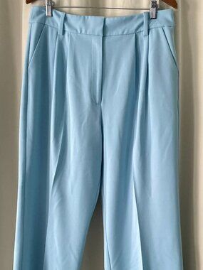 Favorite Daughter Pants Women's 12 Sky Blue Tailored Pleated Career Workwear